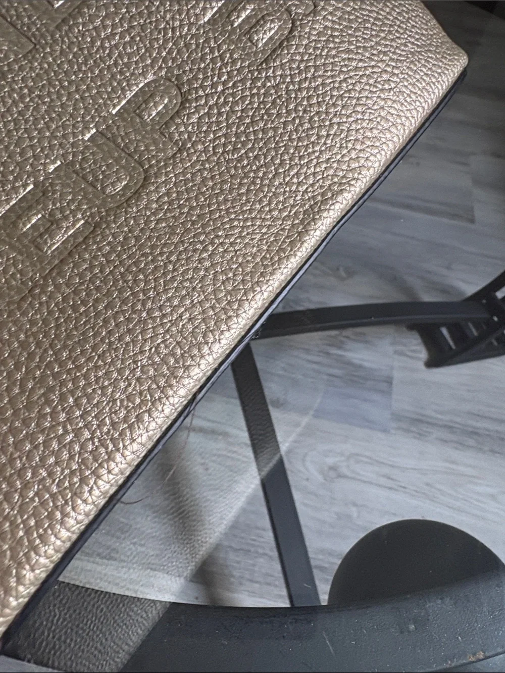 THE MAKEUP BAG Embossed Wristlet Pouch in Taupe